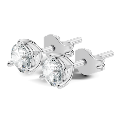 Round Lab Grown Diamond Solitaire Stud Earring - HIGHCARAT DIAMONDS
