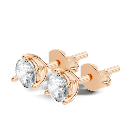 Round Lab Grown Diamond Solitaire Stud Earring - HIGHCARAT DIAMONDS