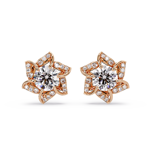Round Lab Grown Diamond Starburst Cluster Stud Earring - HIGHCARAT DIAMONDS
