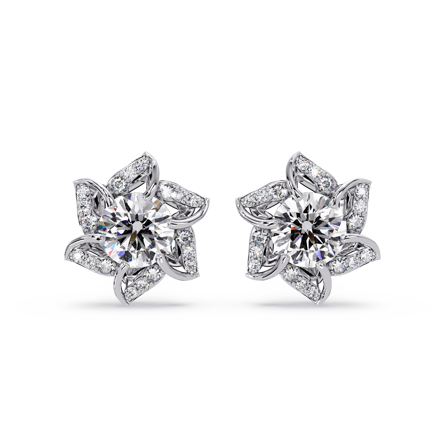 Round Lab Grown Diamond Starburst Cluster Stud Earring - HIGHCARAT DIAMONDS