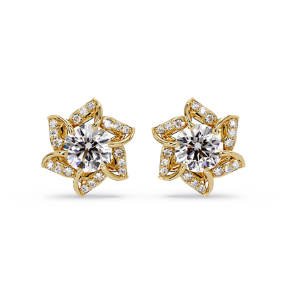 Round Lab Grown Diamond Starburst Cluster Stud Earring - HIGHCARAT DIAMONDS