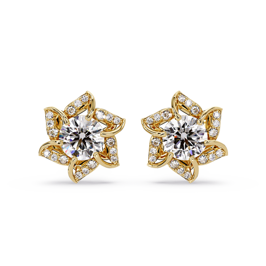 Round Lab Grown Diamond Starburst Cluster Stud Earring - HIGHCARAT DIAMONDS