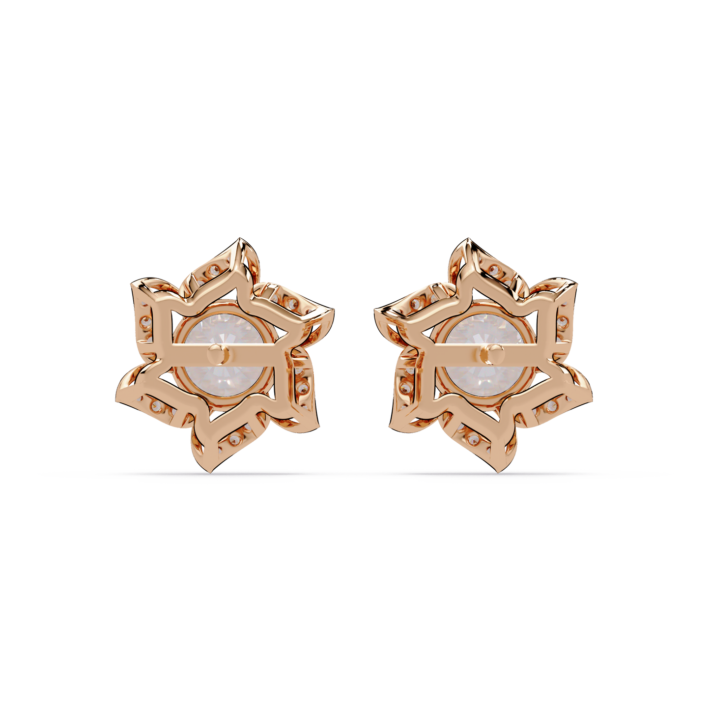 Round Lab Grown Diamond Starburst Cluster Stud Earring - HIGHCARAT DIAMONDS