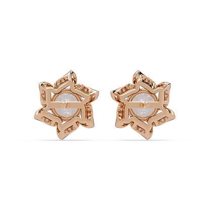 Round Lab Grown Diamond Starburst Cluster Stud Earring - HIGHCARAT DIAMONDS
