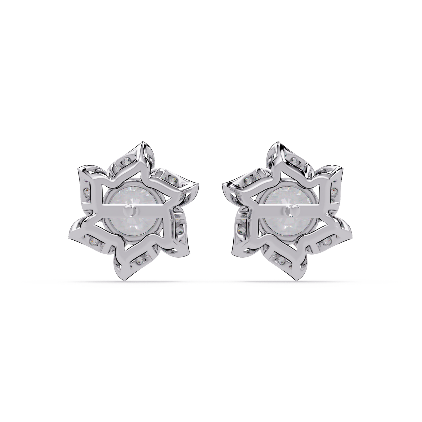 Round Lab Grown Diamond Starburst Cluster Stud Earring - HIGHCARAT DIAMONDS