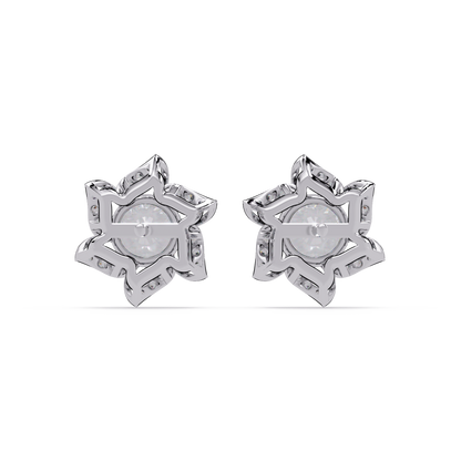 Round Lab Grown Diamond Starburst Cluster Stud Earring - HIGHCARAT DIAMONDS