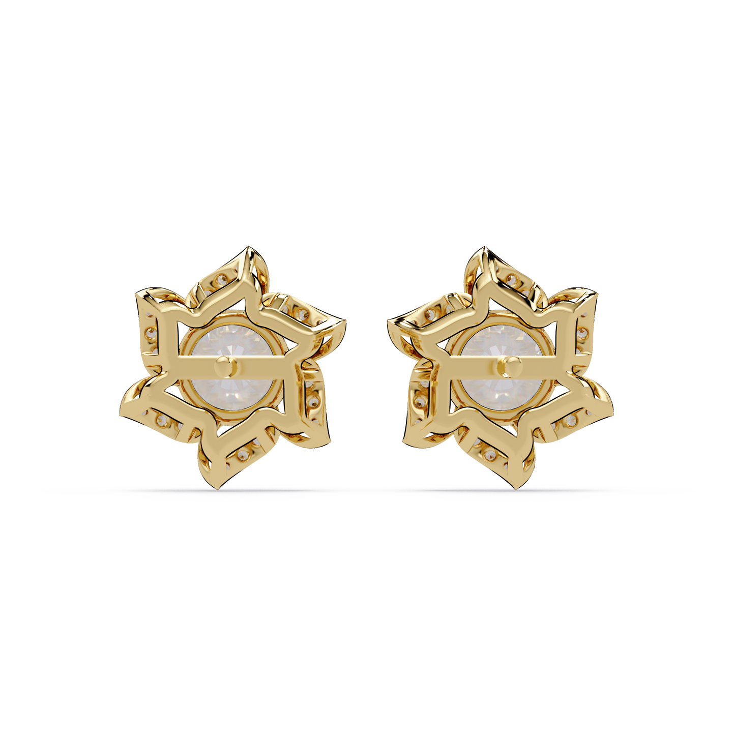 Round Lab Grown Diamond Starburst Cluster Stud Earring - HIGHCARAT DIAMONDS