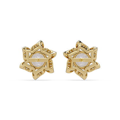 Round Lab Grown Diamond Starburst Cluster Stud Earring - HIGHCARAT DIAMONDS