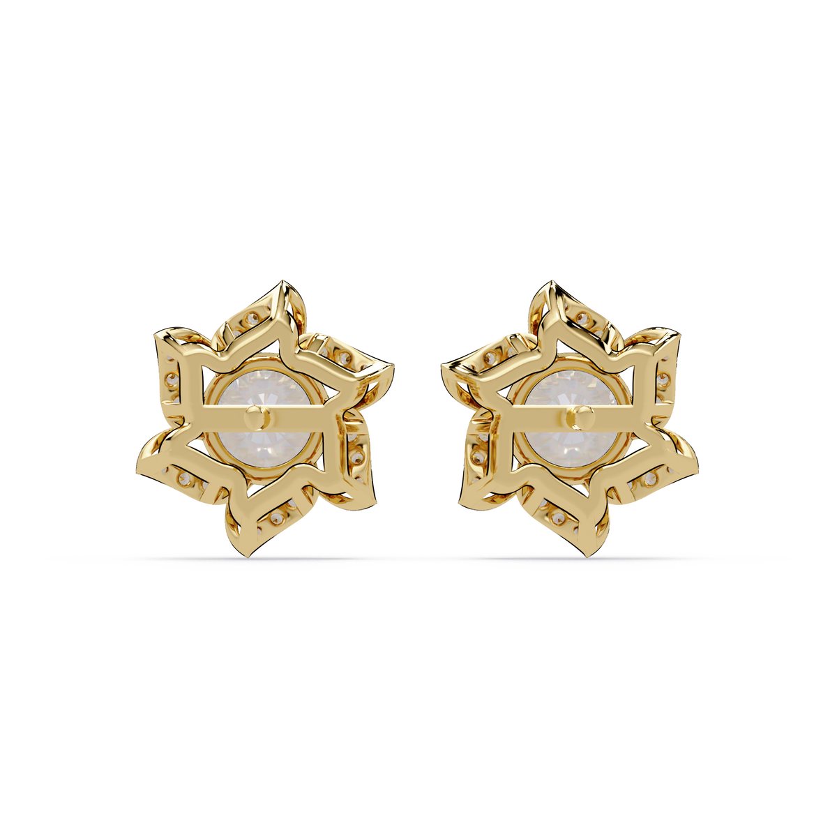 Round Lab Grown Diamond Starburst Cluster Stud Earring - HIGHCARAT DIAMONDS