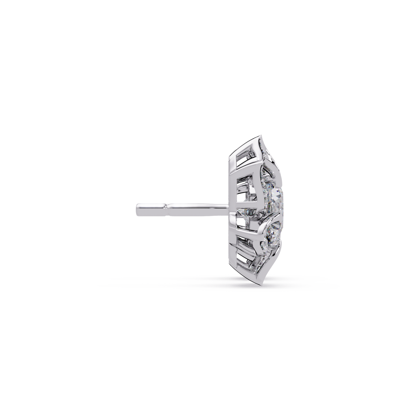 Round Lab Grown Diamond Starburst Cluster Stud Earring - HIGHCARAT DIAMONDS