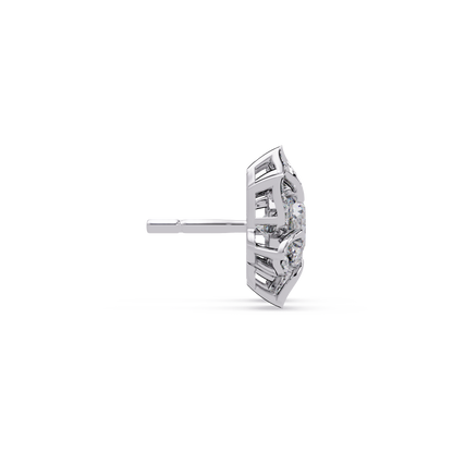 Round Lab Grown Diamond Starburst Cluster Stud Earring - HIGHCARAT DIAMONDS