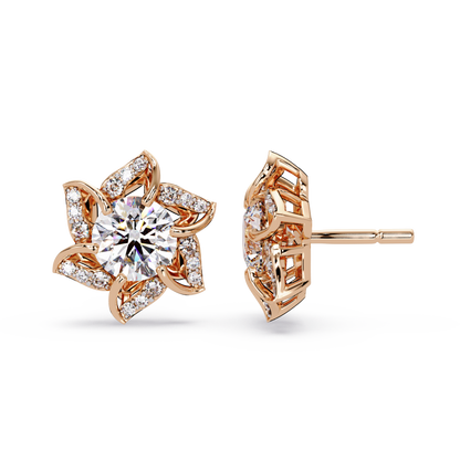 Round Lab Grown Diamond Starburst Cluster Stud Earring - HIGHCARAT DIAMONDS