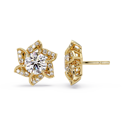 Round Lab Grown Diamond Starburst Cluster Stud Earring - HIGHCARAT DIAMONDS