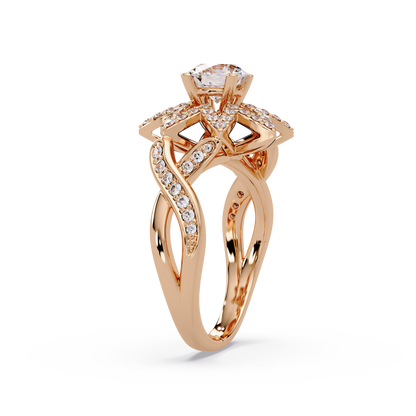 Round Lab Grown Diamond Starburst Halo Ring - HIGHCARAT DIAMONDS