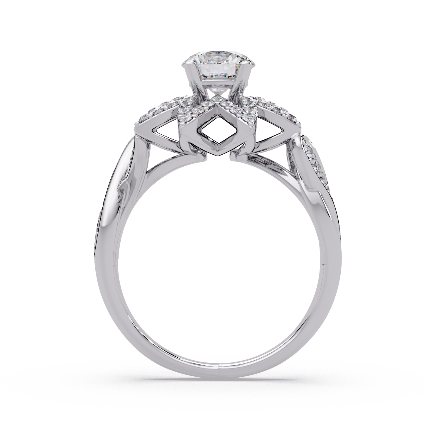Round Lab Grown Diamond Starburst Halo Ring - HIGHCARAT DIAMONDS