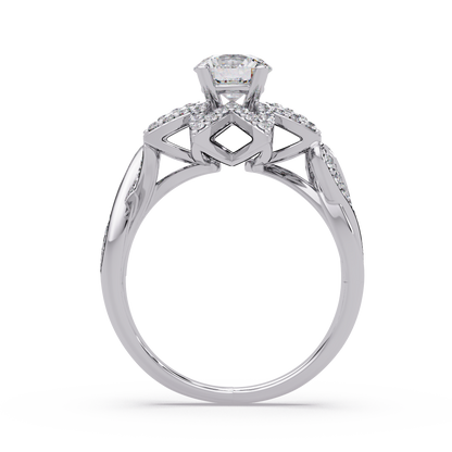 Round Lab Grown Diamond Starburst Halo Ring - HIGHCARAT DIAMONDS