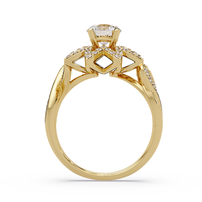 Round Lab Grown Diamond Starburst Halo Ring - HIGHCARAT DIAMONDS