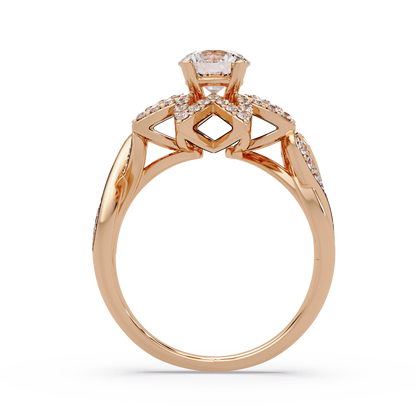Round Lab Grown Diamond Starburst Halo Ring - HIGHCARAT DIAMONDS