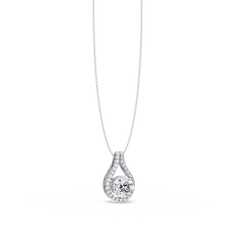 Round Lab Grown Diamond Teardrop Halo Pendant Necklace - HIGHCARAT DIAMONDS
