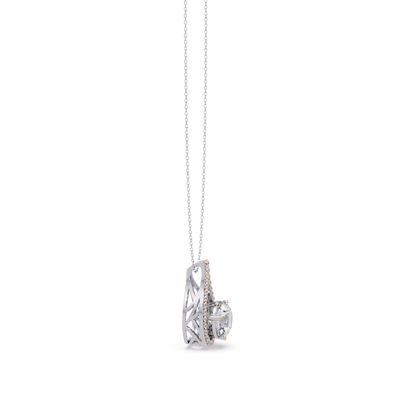 Round Lab Grown Diamond Teardrop Halo Pendant Necklace - HIGHCARAT DIAMONDS