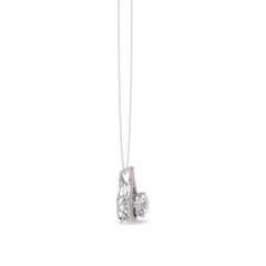 Round Lab Grown Diamond Teardrop Halo Pendant Necklace - HIGHCARAT DIAMONDS