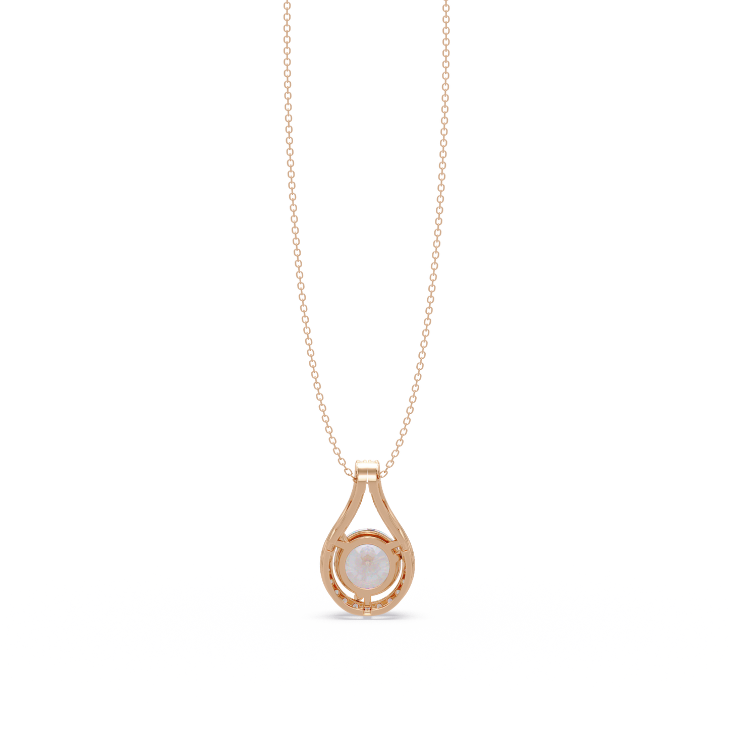 Round Lab Grown Diamond Teardrop Halo Pendant Necklace - HIGHCARAT DIAMONDS