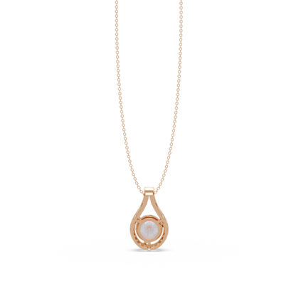 Round Lab Grown Diamond Teardrop Halo Pendant Necklace - HIGHCARAT DIAMONDS