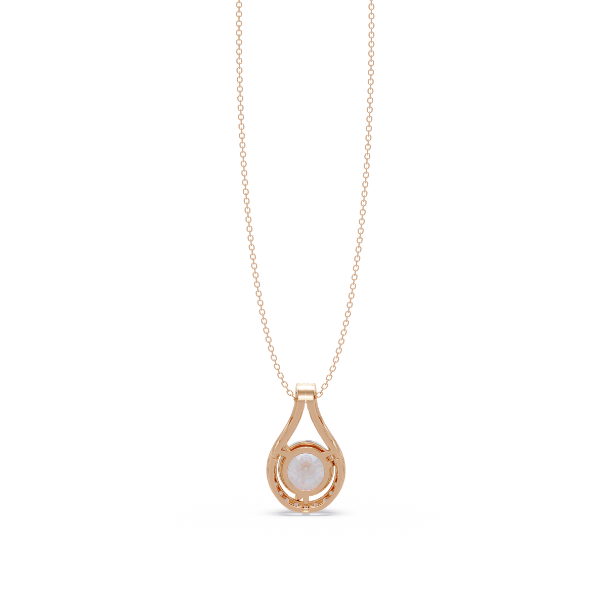 Round Lab Grown Diamond Teardrop Halo Pendant Necklace - HIGHCARAT DIAMONDS