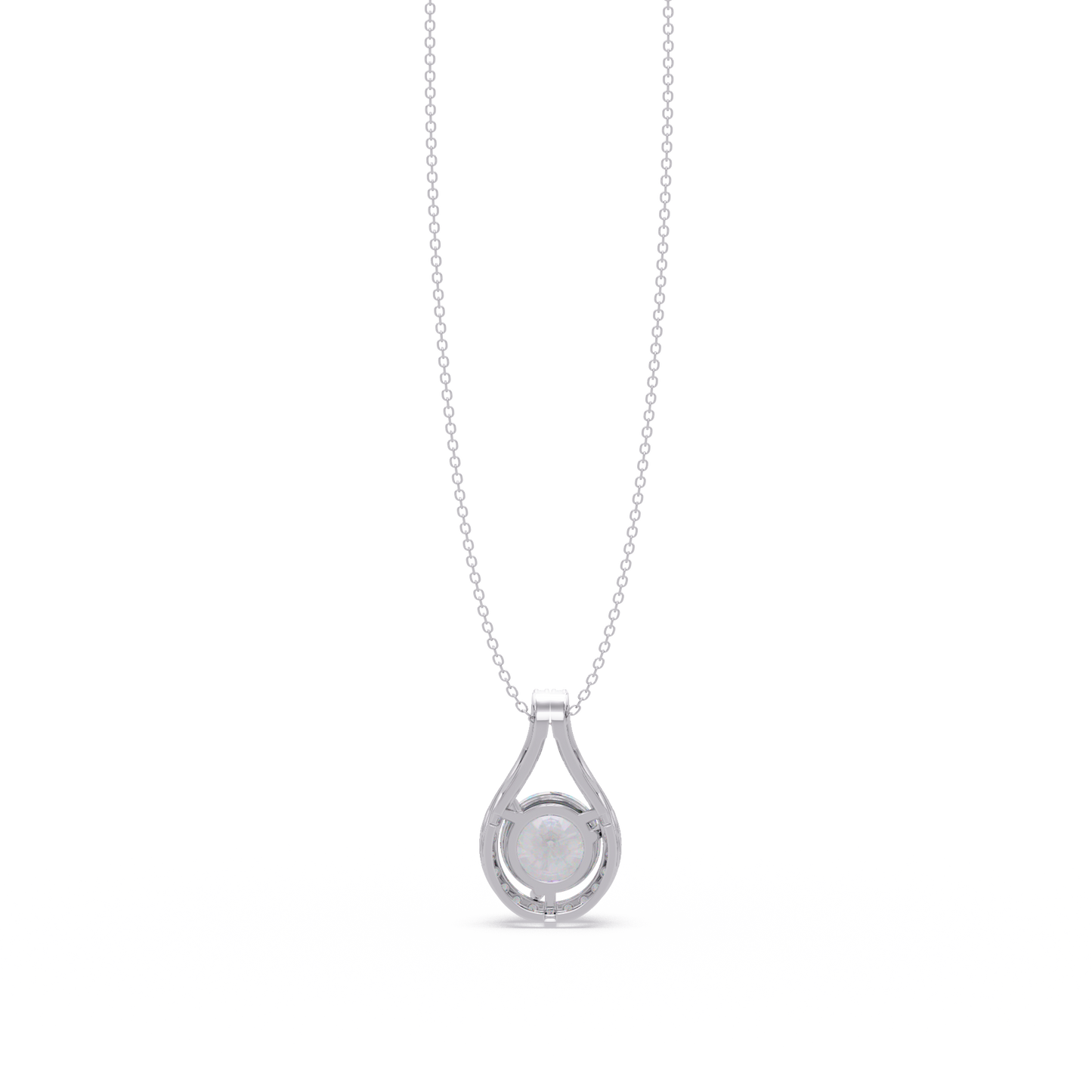 Round Lab Grown Diamond Teardrop Halo Pendant Necklace - HIGHCARAT DIAMONDS