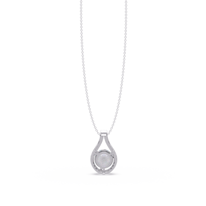 Round Lab Grown Diamond Teardrop Halo Pendant Necklace - HIGHCARAT DIAMONDS