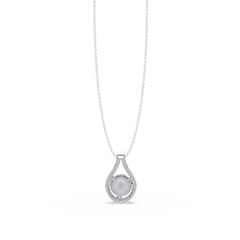 Round Lab Grown Diamond Teardrop Halo Pendant Necklace - HIGHCARAT DIAMONDS