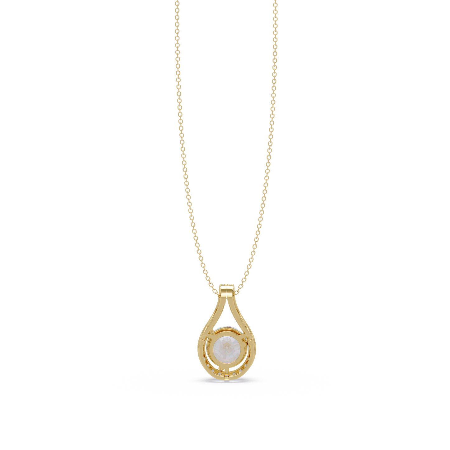 Round Lab Grown Diamond Teardrop Halo Pendant Necklace - HIGHCARAT DIAMONDS