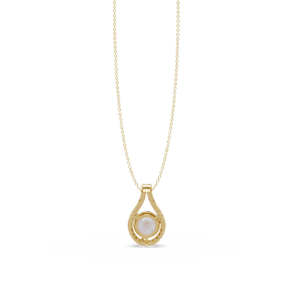 Round Lab Grown Diamond Teardrop Halo Pendant Necklace - HIGHCARAT DIAMONDS