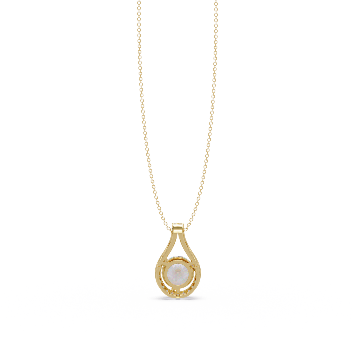 Round Lab Grown Diamond Teardrop Halo Pendant Necklace - HIGHCARAT DIAMONDS