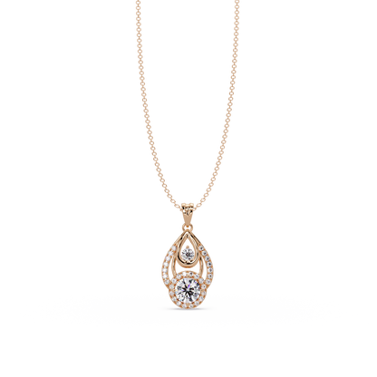 Round Lab Grown Diamond Teardrop Layered Pendant - HIGHCARAT DIAMONDS