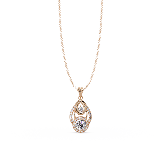 Round Lab Grown Diamond Teardrop Layered Pendant - HIGHCARAT DIAMONDS