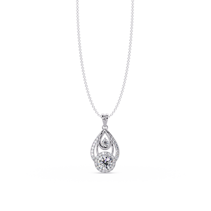 Round Lab Grown Diamond Teardrop Layered Pendant - HIGHCARAT DIAMONDS