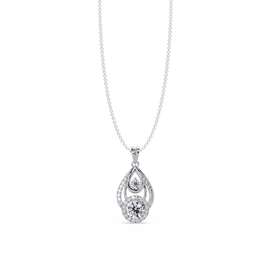 Round Lab Grown Diamond Teardrop Layered Pendant - HIGHCARAT DIAMONDS