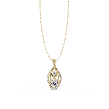 Round Lab Grown Diamond Teardrop Layered Pendant - HIGHCARAT DIAMONDS