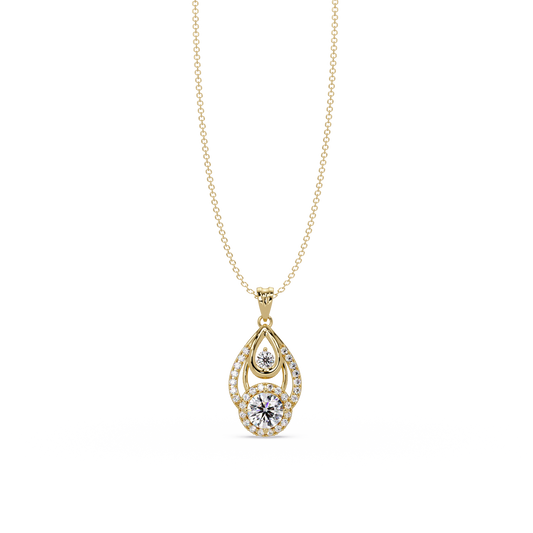 Round Lab Grown Diamond Teardrop Layered Pendant - HIGHCARAT DIAMONDS