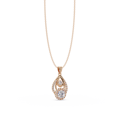 Round Lab Grown Diamond Teardrop Layered Pendant - HIGHCARAT DIAMONDS
