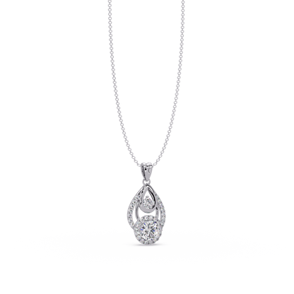 Round Lab Grown Diamond Teardrop Layered Pendant - HIGHCARAT DIAMONDS