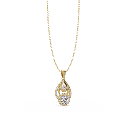 Round Lab Grown Diamond Teardrop Layered Pendant - HIGHCARAT DIAMONDS