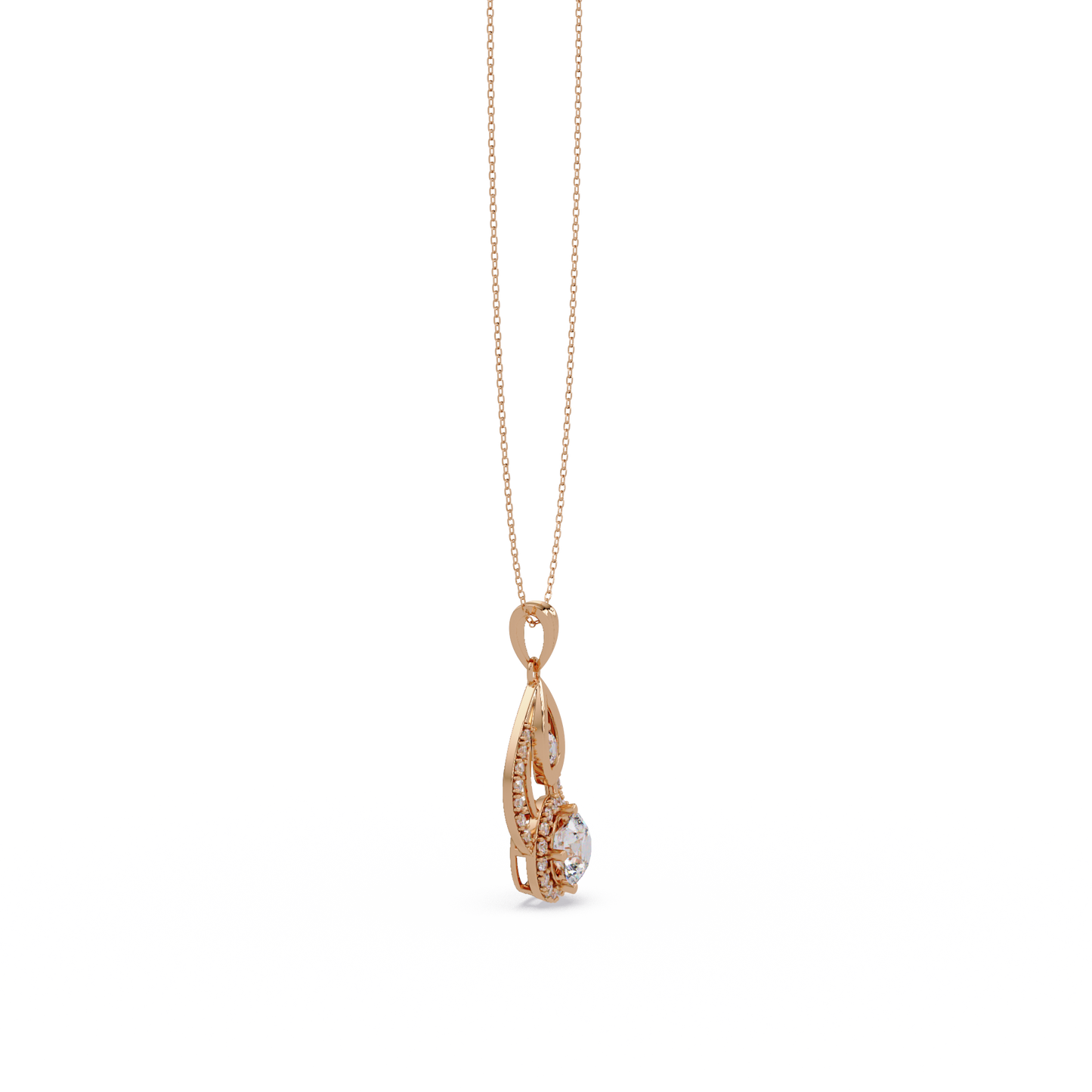 Round Lab Grown Diamond Teardrop Layered Pendant - HIGHCARAT DIAMONDS