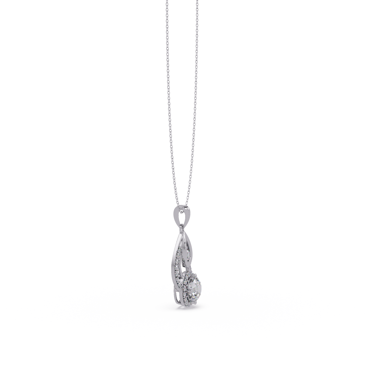 Round Lab Grown Diamond Teardrop Layered Pendant - HIGHCARAT DIAMONDS