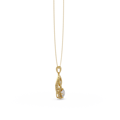 Round Lab Grown Diamond Teardrop Layered Pendant - HIGHCARAT DIAMONDS