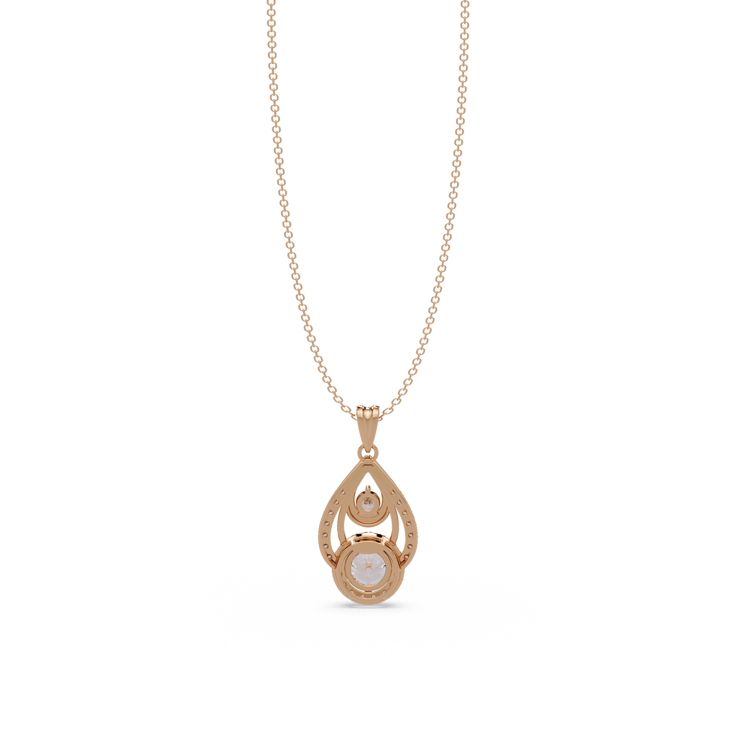 Round Lab Grown Diamond Teardrop Layered Pendant - HIGHCARAT DIAMONDS