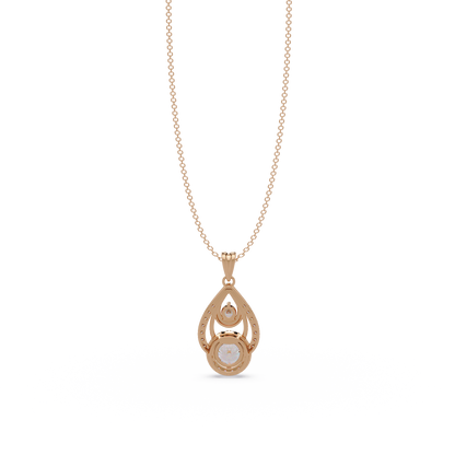Round Lab Grown Diamond Teardrop Layered Pendant - HIGHCARAT DIAMONDS