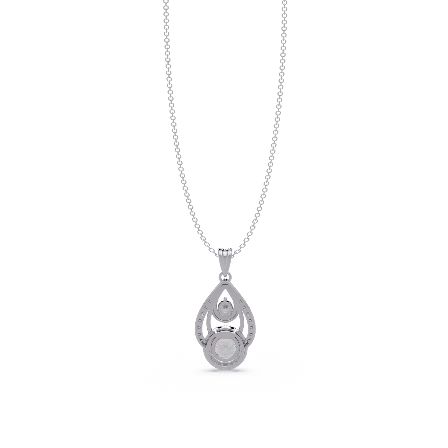 Round Lab Grown Diamond Teardrop Layered Pendant - HIGHCARAT DIAMONDS