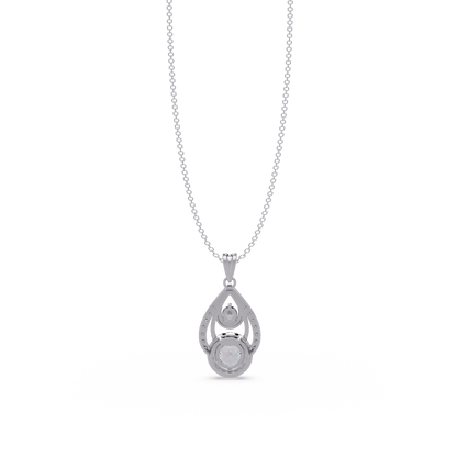 Round Lab Grown Diamond Teardrop Layered Pendant - HIGHCARAT DIAMONDS